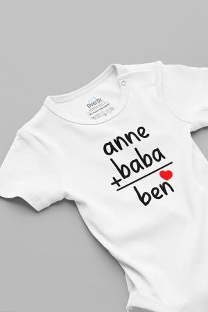 Anne Baba Baskılı Kısa Kollu Bebek Body Badi Zıbın 5000