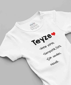 Teyze Anne Yarısı Yazılı Kısa Kollu Bebek Body Badi Zıbın 5058