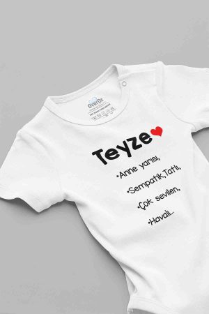 Teyze Anne Yarısı Yazılı Kısa Kollu Bebek Body Badi Zıbın 5058