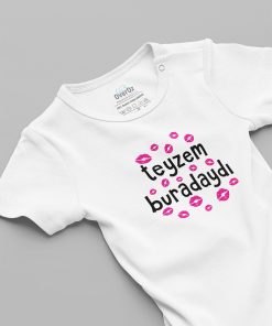 Teyzem Buradaydı Yazılı Öpücük Baskılı Kısa Kollu Beyaz Bebek Body Badi Zıbın 5121