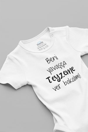 Beni Yavaşça Teyzeme Verin Baskılı Kısa Kollu Bebek Body Zıbın 5124