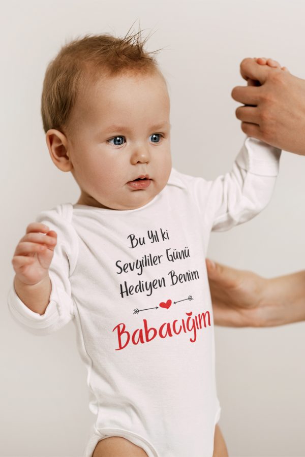 Sevgililer Günü Hediyesi Baba Baskılı Uzun Kollu Bebek Body Badi Zıbın 5125-U