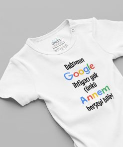 Annem Herşeyi Bilir Yazılı Kısa Kollu Bebek Body Beyaz Badi Zıbın 5130
