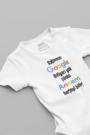 Annem Herşeyi Bilir Yazılı Kısa Kollu Bebek Body Beyaz Badi Zıbın 5130