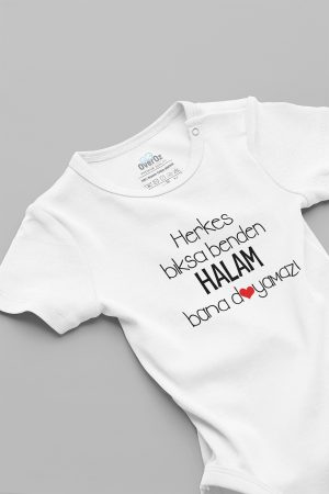 Halam Bana Doyamaz Yazılı Kısa Kollu Bebek Body Beyaz Badi Zıbın 5137