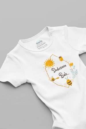 Dedesinin Balı Baskılı Kısa Kollu Beyaz Bebek Body Badi Zıbın 5162