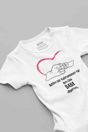 Kahraman Baba Yazılı Kısa Kollu Beyaz Bebek Body Badi Zıbın 5175