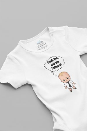 Amcam Halleder Baskılı Kısa Kollu Beyaz Bebek Body Badi Zıbın 5183