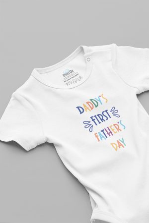 Daddy's First Father's Day ilk Babalar Günü Baskılı Kısa Kollu Bebek Body Badi Zıbın 5216