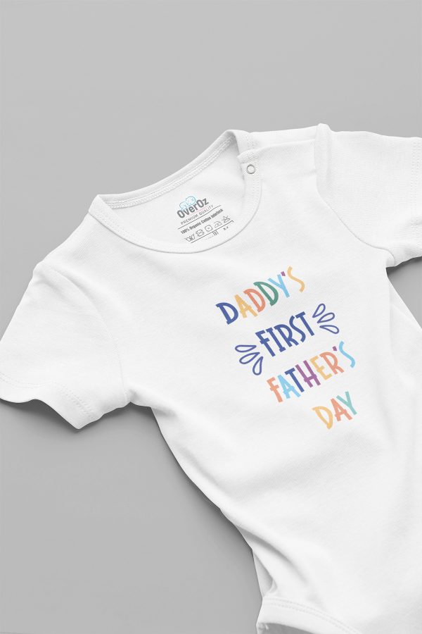 Daddy's First Father's Day ilk Babalar Günü Baskılı Kısa Kollu Bebek Body Badi Zıbın 5216