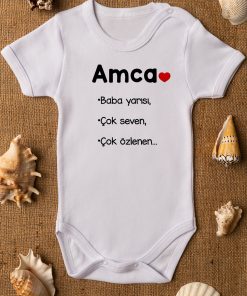 Amca Baba Yarısı Yazılı Kısa Kollu Bebek Body Zıbın 5057