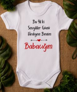 Sevgililer Günü Hediyesi Baba Kısa Kollu Bebek Body Badi Zıbın 5125