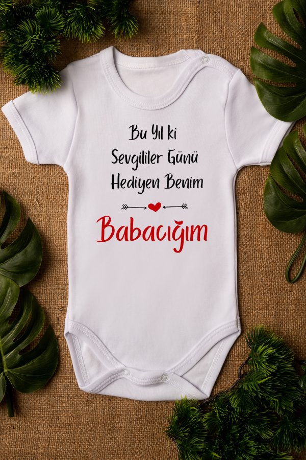 Sevgililer Günü Hediyesi Baba Baskılı Kısa Kollu Bebek Body Badi Zıbın 5125