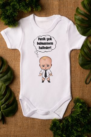 Patron Bebek Babaannem Halleder Baskılı Bebek Body Beyaz Badi Zıbın 5186