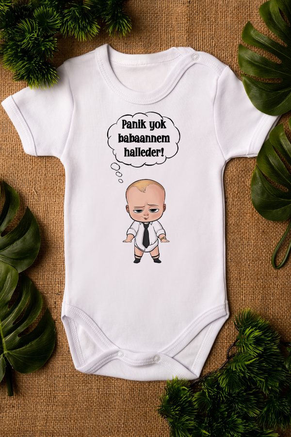 Patron Bebek Babaannem Halleder Baskılı Bebek Body Beyaz Badi Zıbın 5186