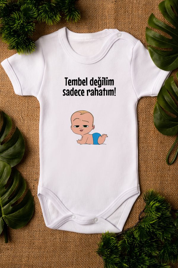 Patron Bebek Baskılı Kısa Kollu Bebek Body Beyaz Badi 5204