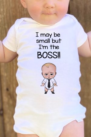 Patron Bebek I May Be Small But I Am The Boss Yazılı Kısa Kollu Bebek Body Zıbın 5207
