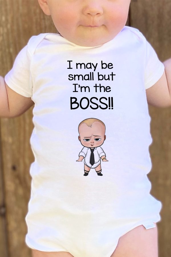 Patron Bebek I May Be Small But I Am The Boss Yazılı Kısa Kollu Bebek Body Zıbın 5207