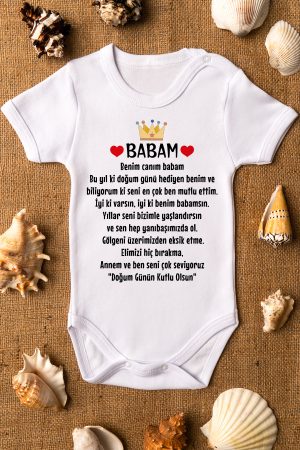 Baba Doğum Günü Hediye Babaya Özel Baskılı Kısa Kollu Bebek Body Badi Zıbın 5224