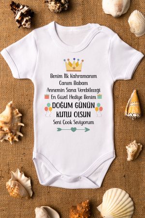 Baba Doğumgünü Hediye Baskılı Kısa Kollu Bebek Body Badi Zıbın 5237