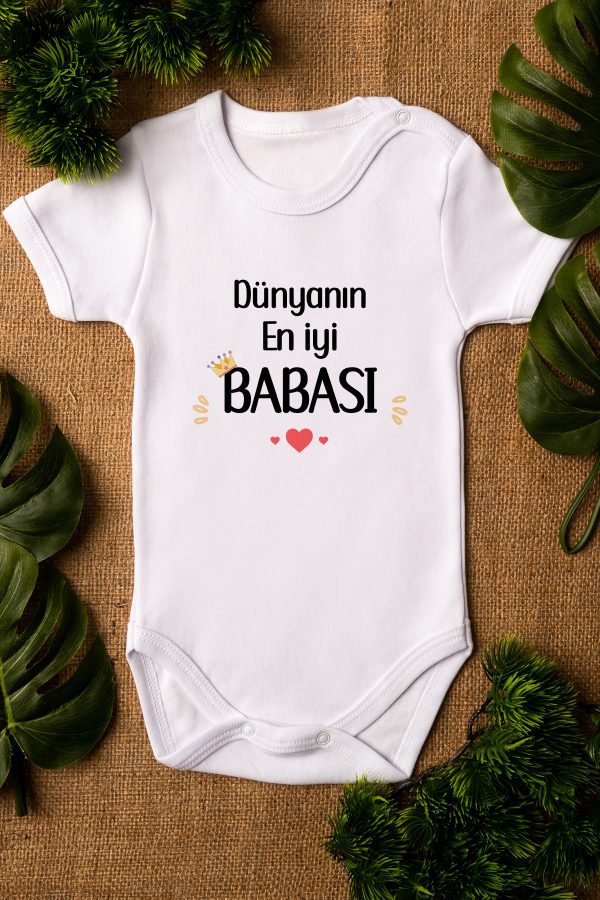 Dünyanın En İyi Babası Yazılı Kısa Kollu Beyaz Bebek Body Badi Zıbın 5242