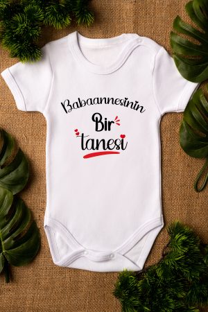 Babaannesinin Birtanesi Yazılı Kısa Kollu Bebek Body Badi Zıbın 5252