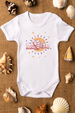 En Iyi Arkadaş Baba Baskılı Kısa Kollu Beyaz Bebek Body Badi Zıbın 5274