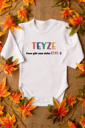 Teyze Anne Gibi Ama Daha Cool Baskılı Uzun Kollu Bebek Body Badi Zıbın 5308-U