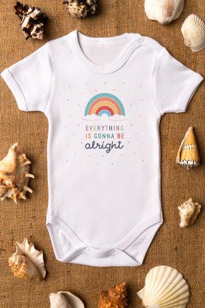 Everything is Gonna Be Alright Baskılı Kısa Kollu Beyaz Bebek Body Zıbın 5321