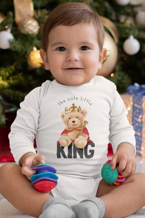 Teddy Bear Baskılı Uzun Kollu Beyaz Bebek Body Badi Zıbın 5367-U
