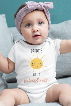Daddy's Little Sunshine Baskılı Kısa Kollu Bebek Body Badi Çıtçıtlı Zıbın 5384