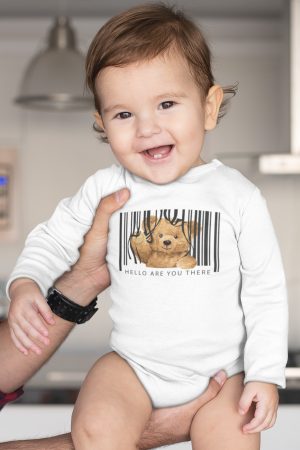 Teddy Bear Baskılı Uzun Kollu Beyaz Bebek Body Badi Zıbın 5403-U