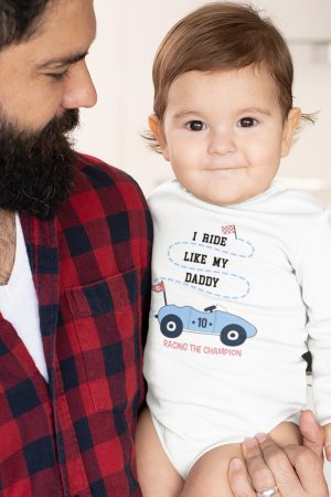 Daddy Araba Baskılı Uzun Kollu Bebek Body Beyaz Badi Çıtçıtlı Zıbın 5419-U