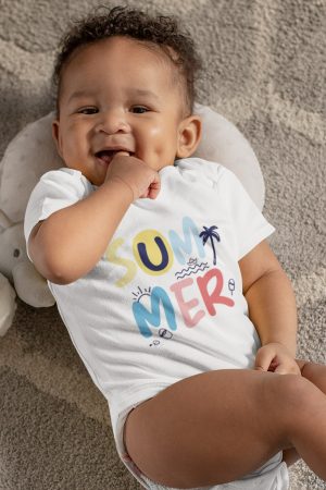 Summer Yaz Baskılı Bebek Body Beyaz Badi Zıbın 5422