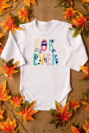 Forever Baskılı Uzun Kollu Bebek Body Badi Zıbın 5424