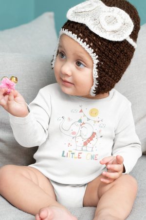 Sevimli Fil Baskılı Uzun Kollu Bebek Body Badi Zıbın 5436-U