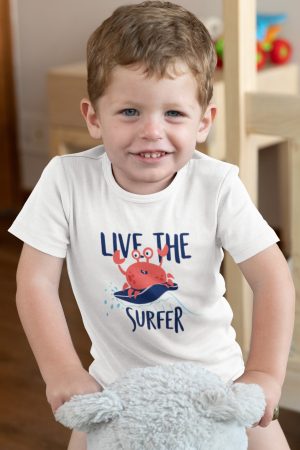 Sevimli Yengeç Surfer Baskılı Bebek Body Badi Zıbın 5439