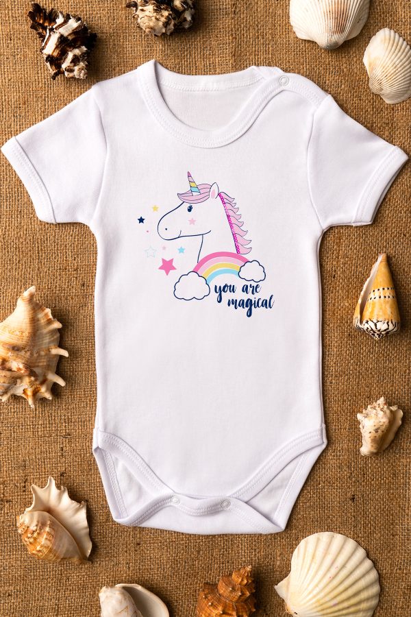 Unicorn Baskılı Bebek Body Badi Çıtçıtlı Zıbın 5454
