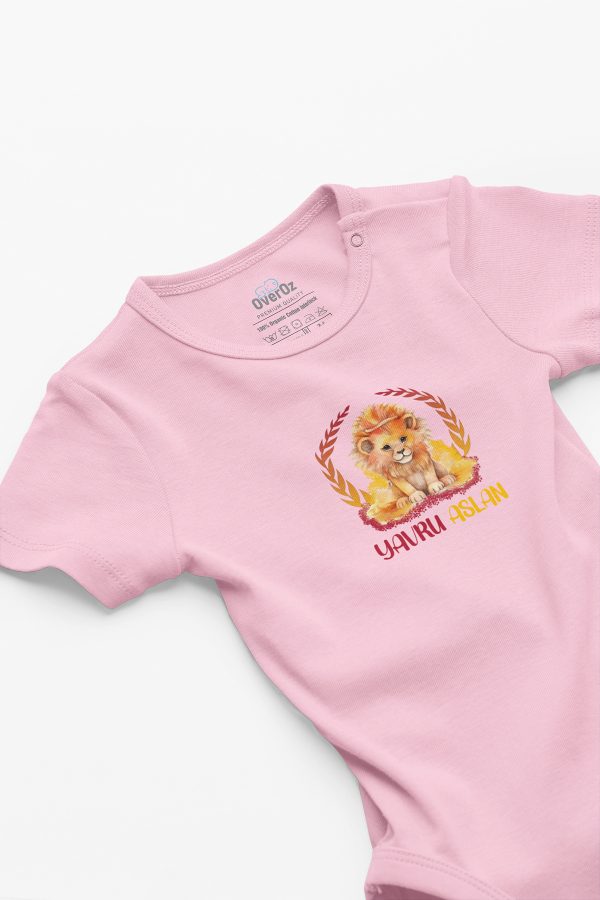 Galatasaray Yavru Aslan Yazılı Pembe Bebek Body Zıbın 5627-P