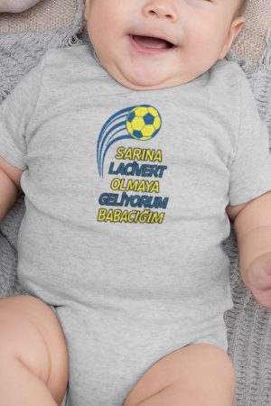 Fenerbahçe Baskılı Bebek Body Melanj Gri Badi Çıtçıtlı Zıbın 5732-G