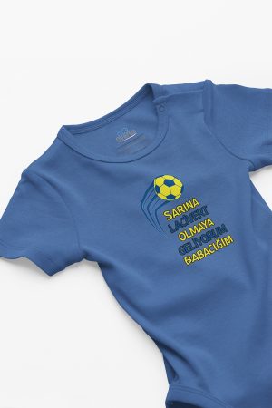 Fenerbahçe Baskılı Yazılı Bebek Body Mavi Badi Çıtçıtlı Zıbın 5732-M