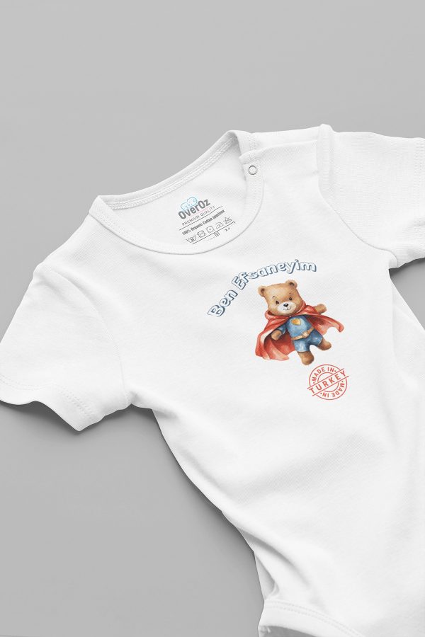 Ben Efsaneyim Baskılı Bebek Body Beyaz Badi Zıbın 5810