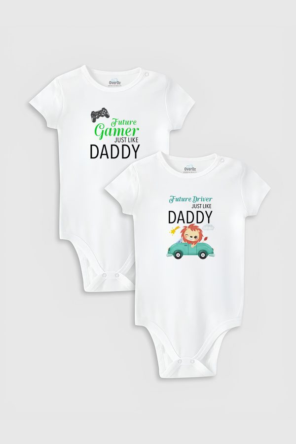Daddy Baba Baskılı 2'li Bebek Body Set Badi Çıtçıtlı Zıbın ikili 5010-5022