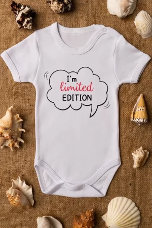 Limited Edition Baskılı Beyaz Bebek Body Badi Çıtçıtlı Zıbın 5016