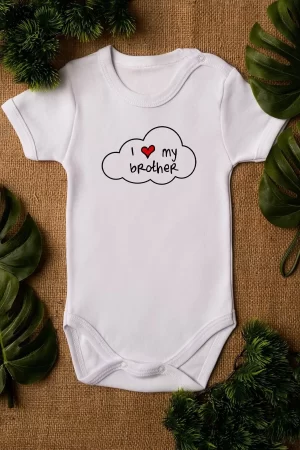 I Love My Brother Abimi Seviyorum Baskılı Bebek Body Badi Çıtçıtlı Zıbın 5088