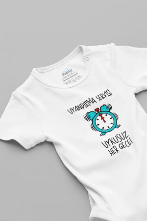 Uyandırma Servisi Uykusuz Her Gece Baskılı Bebek Body Badi Çıtçıtlı Zıbın 5116