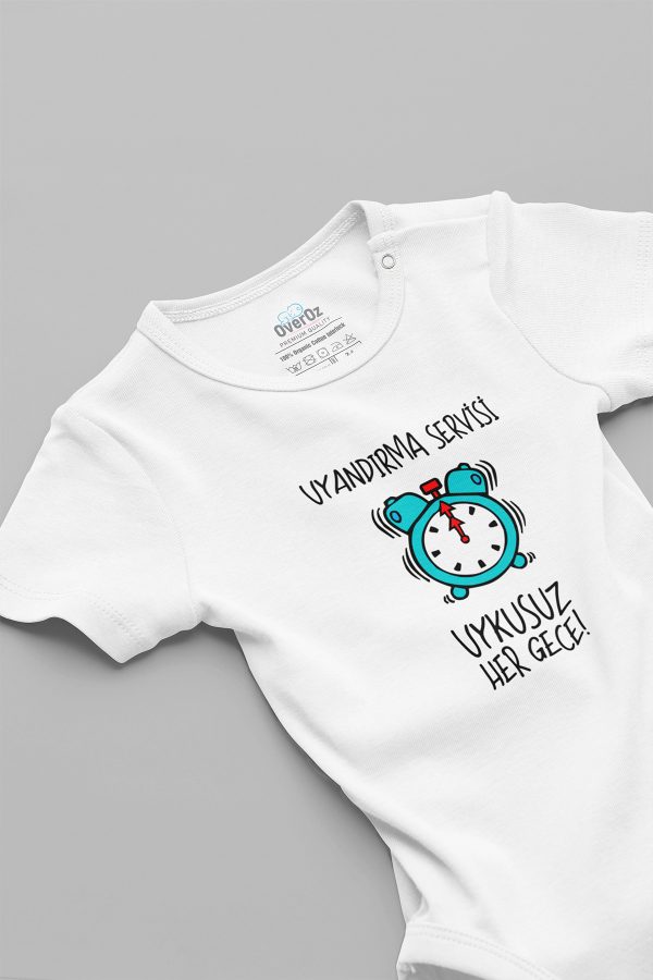 Uyandırma Servisi Uykusuz Her Gece Baskılı Bebek Body Badi Çıtçıtlı Zıbın 5116