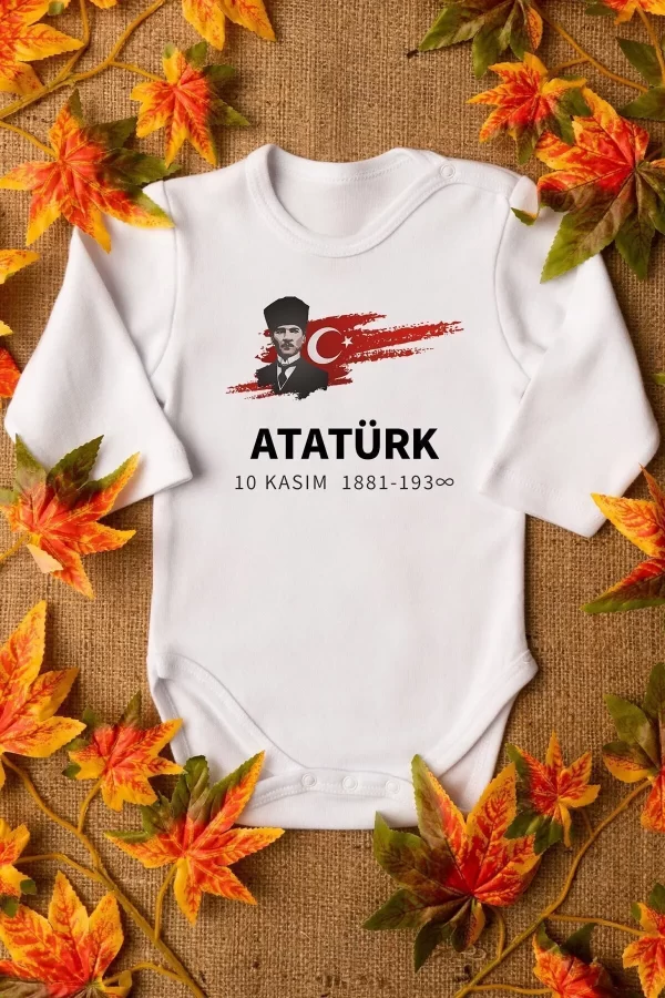 Atatürk 10 Kasım Uzun Kollu Bebek Body Zıbın 5119