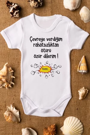 Özür Dilerim Baskılı Bebek Body Badi Çıtçıtlı Zıbın Tulum 5129