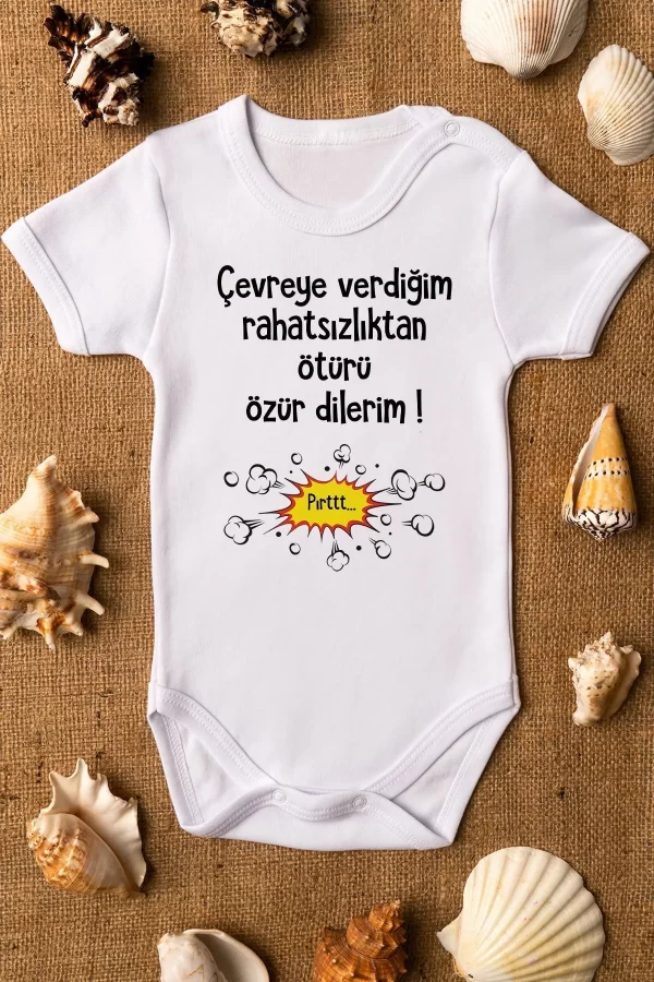 Özür Dilerim Baskılı Bebek Body Badi Çıtçıtlı Zıbın Tulum 5129